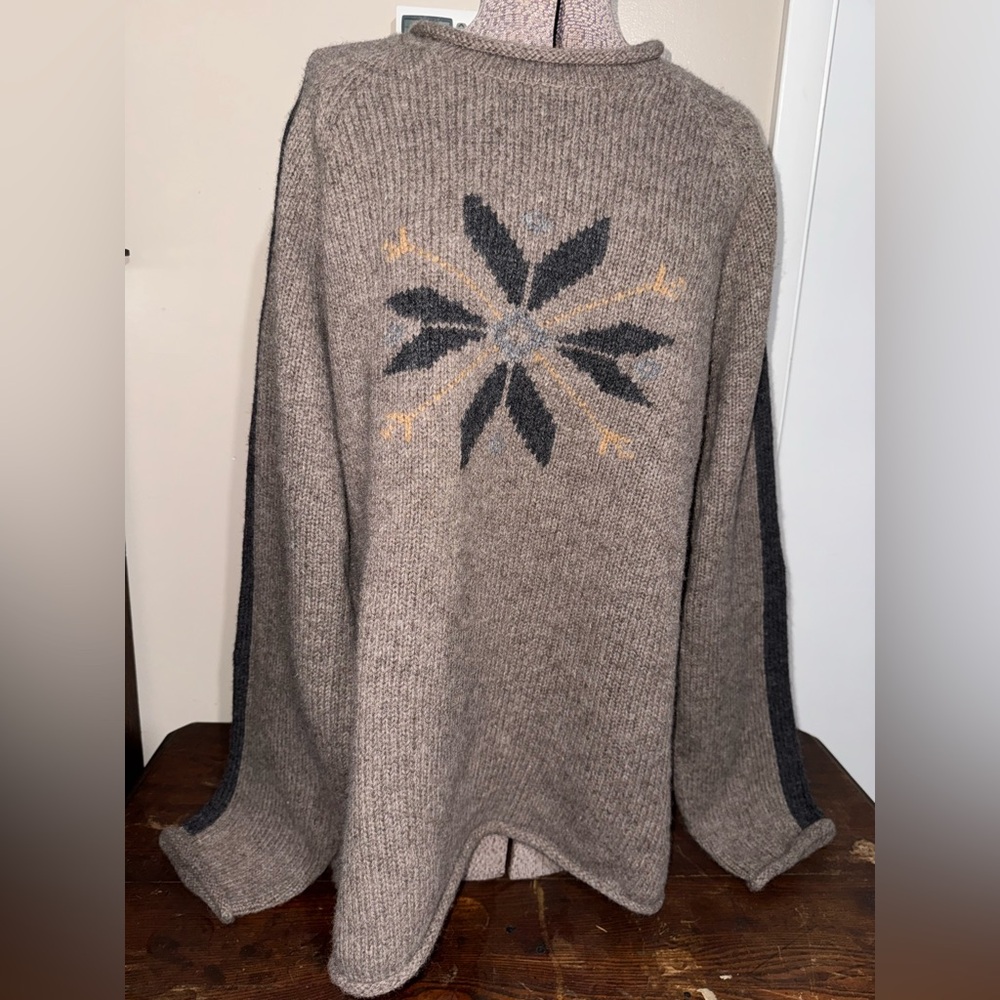 Vintage 90s G.H. Bass & Co. Wool Ski Lodge Sweater – Light Brown XXL